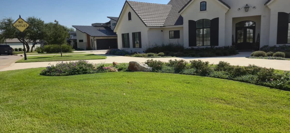 A maintained Georgetown lawn in front of a home