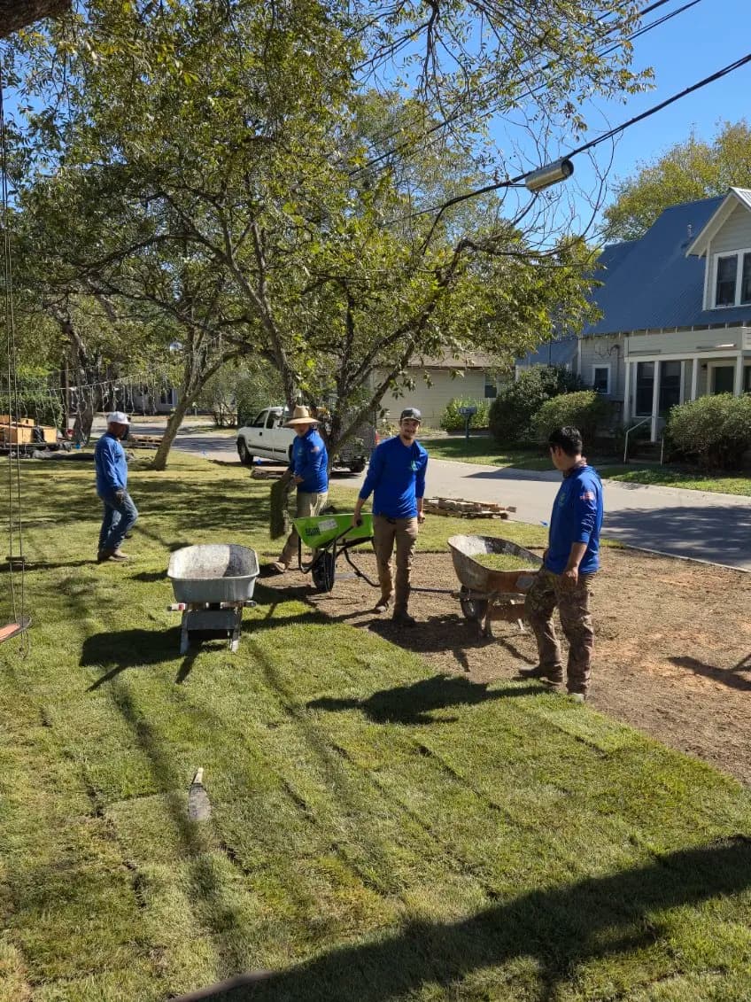Georgetown Lawn Care crew installing sod at a residential property
